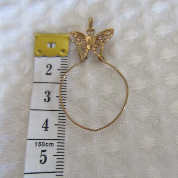 10K Yellow Gold Butterfly Charm Holder Pendant - Picture 3 of 6
